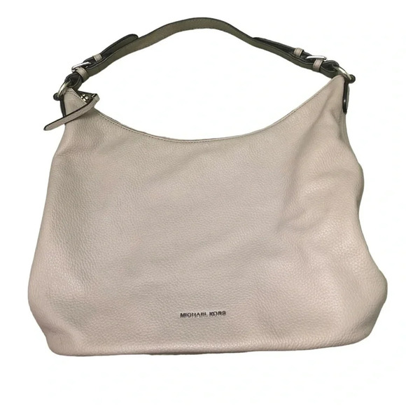 MICHAEL KORS LUPITA GRAY PEBBLED LEATHER HOBO SHOULDER BAG - Picture 1 of 7